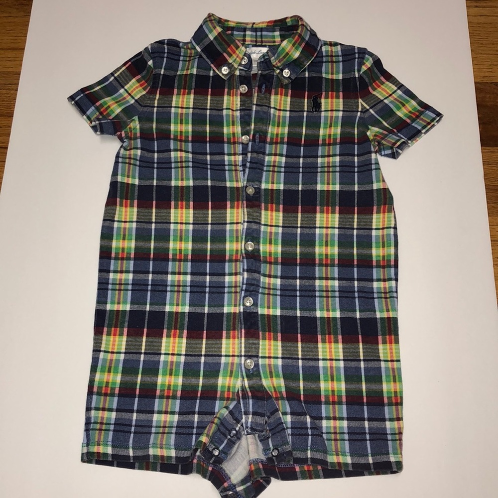 Ralph Lauren 24M Plaid Boys Romper
